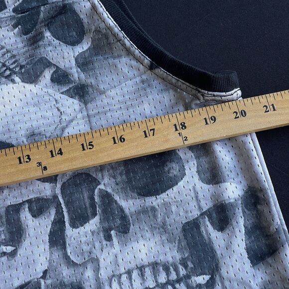 Skull & Roses Mens Mesh Tank Top Medium Y2K Hipster Streetwear Rock & Roll - Picture 7 of 8